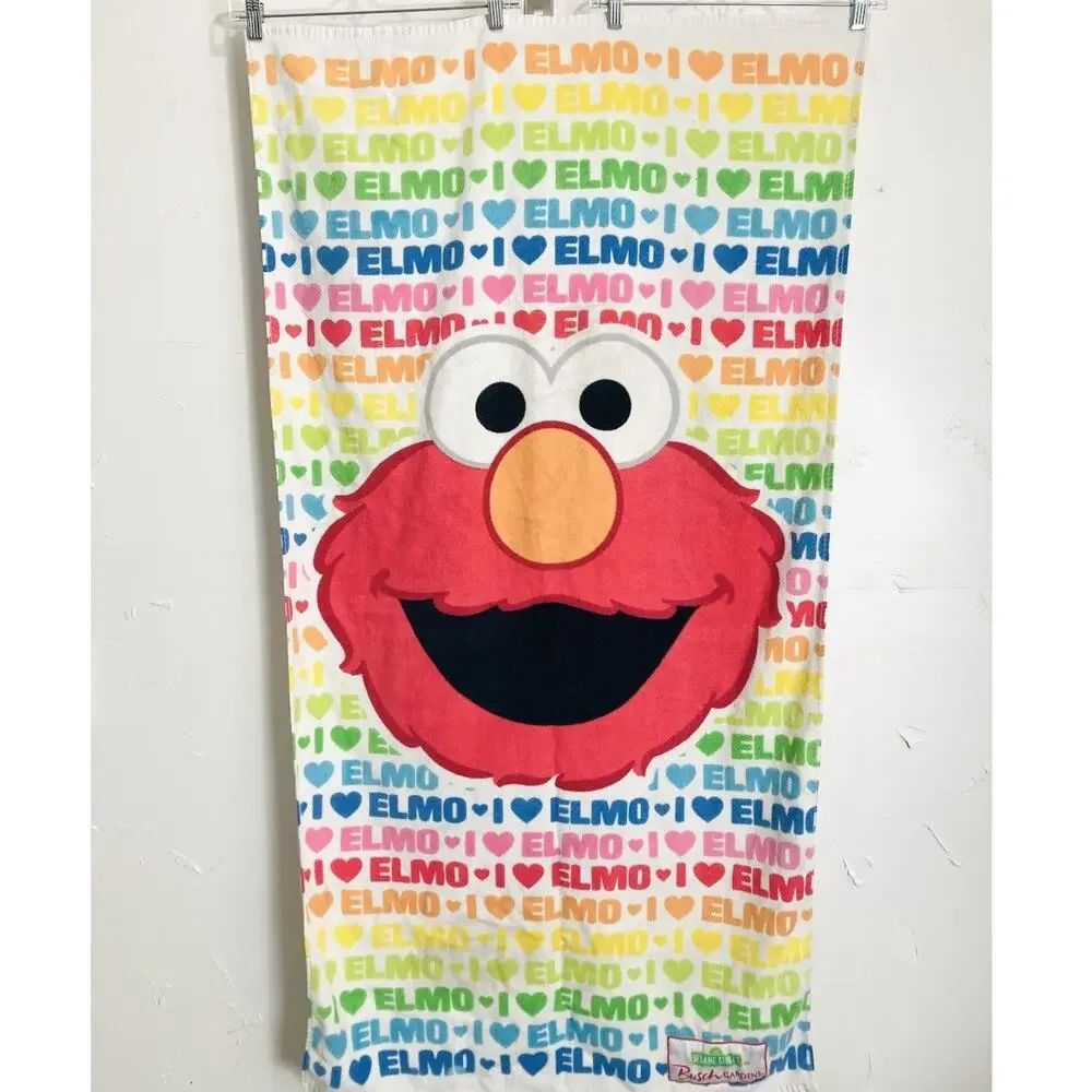 Sesame Street Love ELMO Bath Body Towel Busch Gardens Rainbow Hearts Face Large